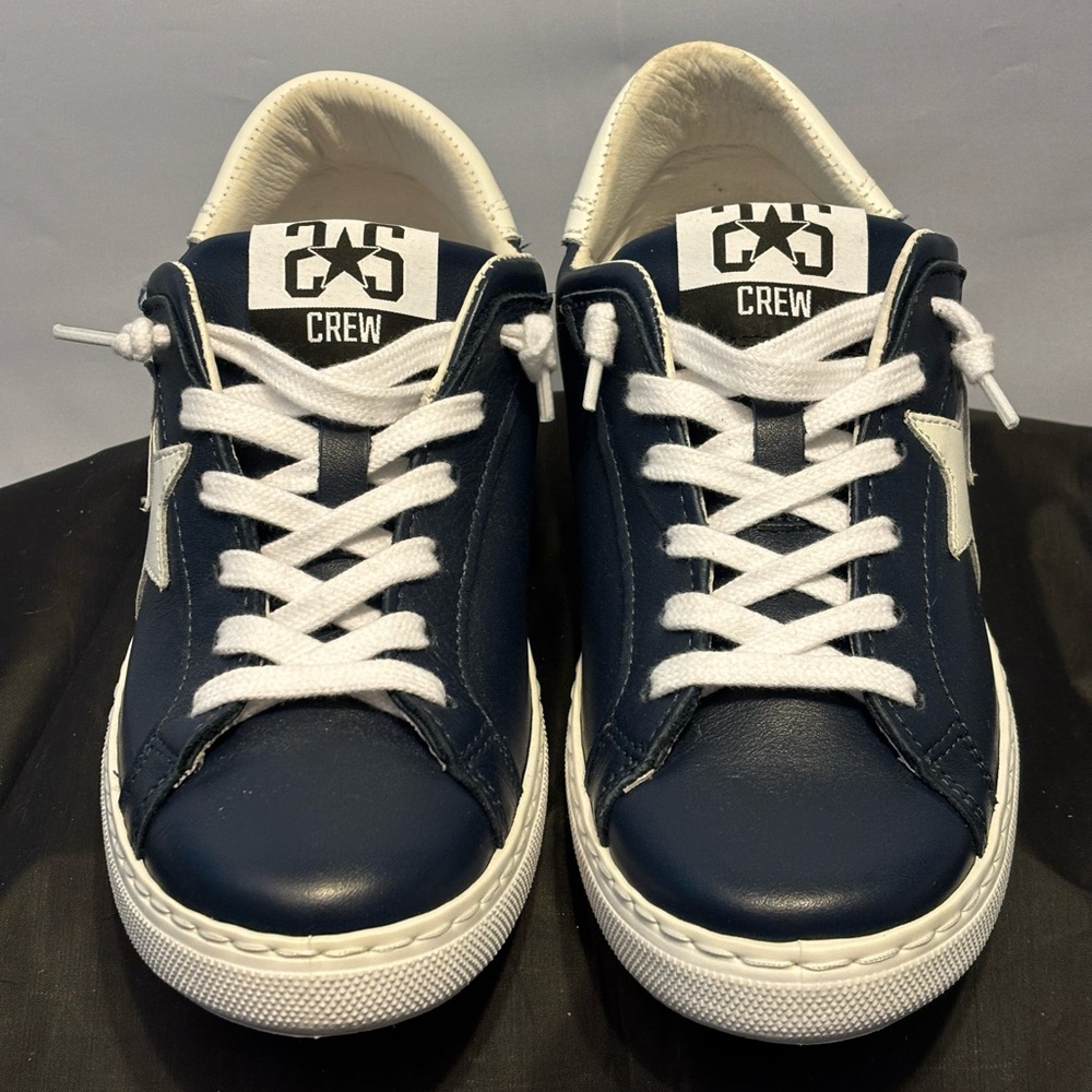 2STAR Size 37 Sneaker in Blue Leather, Stars Logo, Rubber Outsole Made In Italy